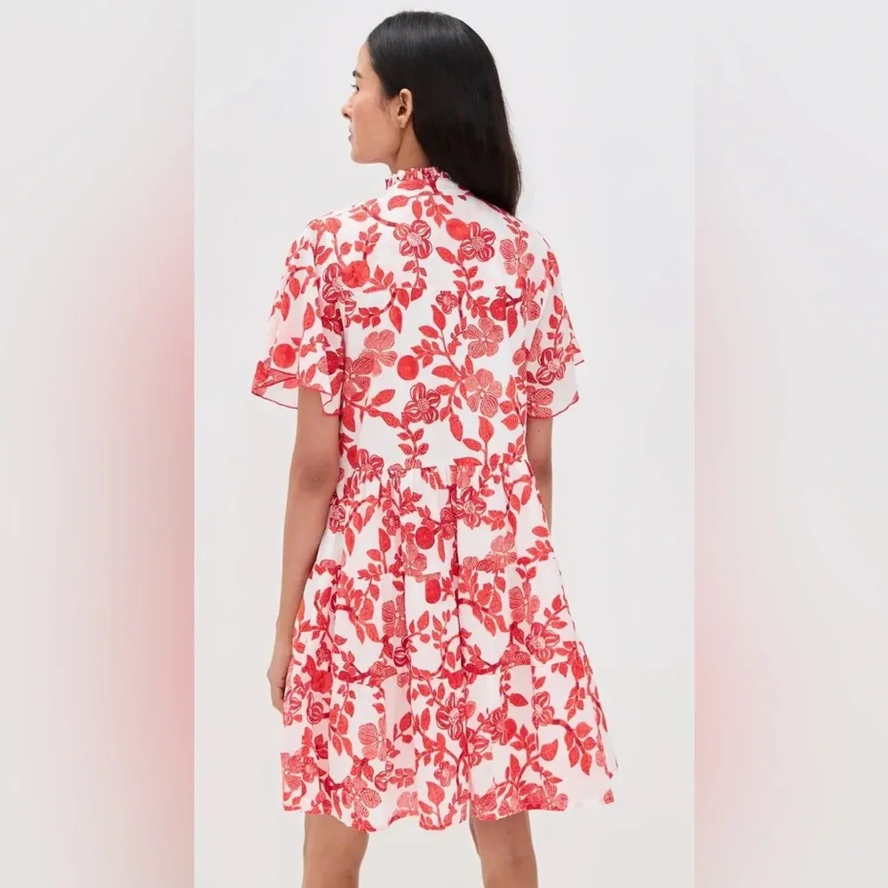 Ro's Garden Vibeka Short Floral Print Dress Large NWT Red White - Picture 3 of 10